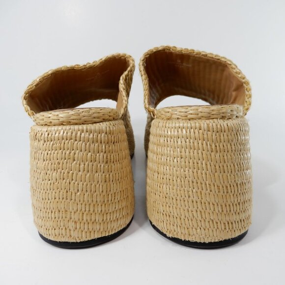 GANNI Butterfly Raffia Platform Mules Heeled Sandals Size 38 8 Natural NEW $425 - Picture 10 of 15